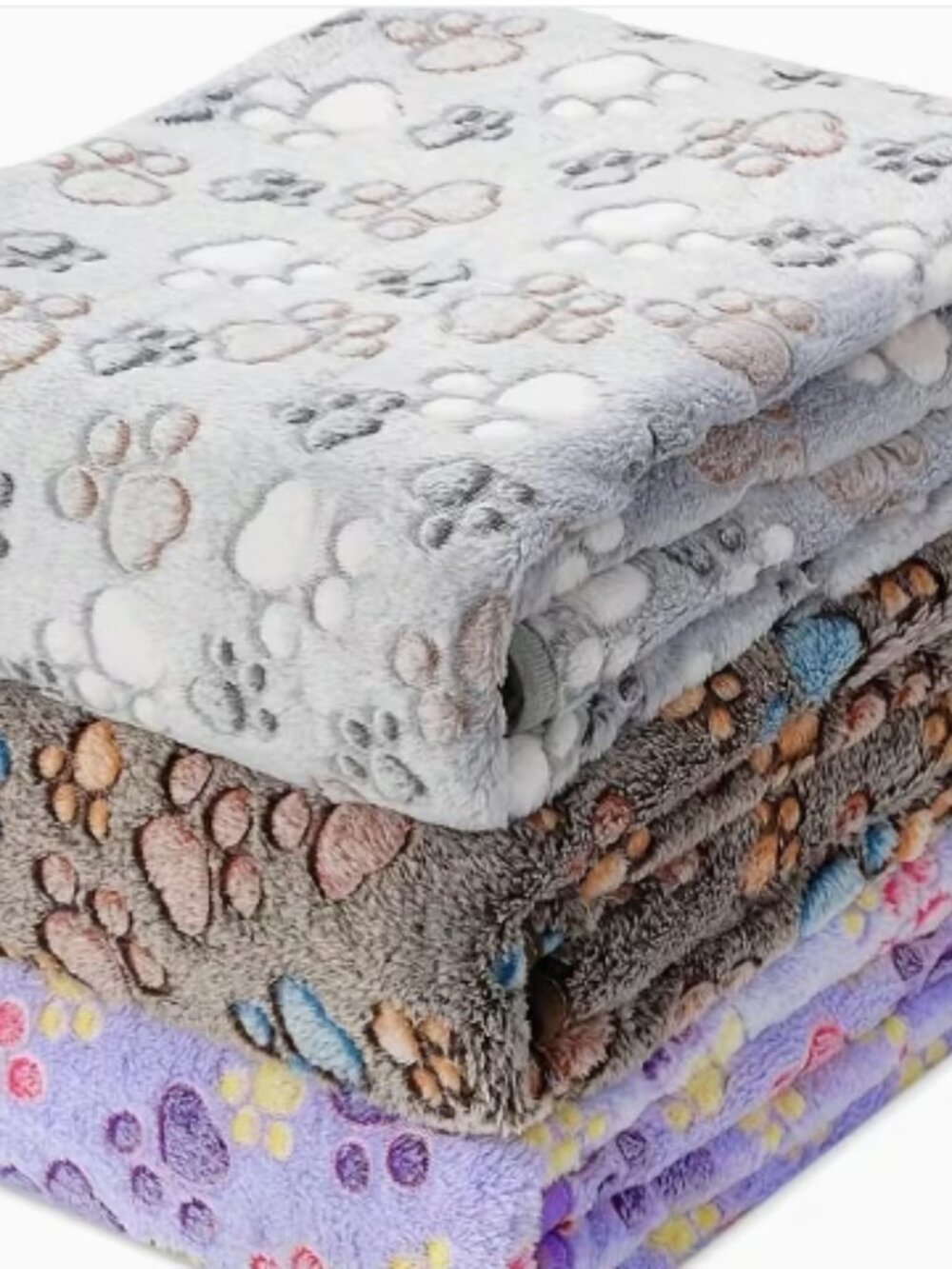 Soft Paw Print Pet Blankets x 3 Pack